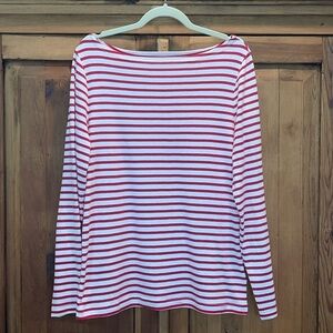 GAP RED STRIPED LONG SLEEVE FAVORITE T SHIRT Sz. S